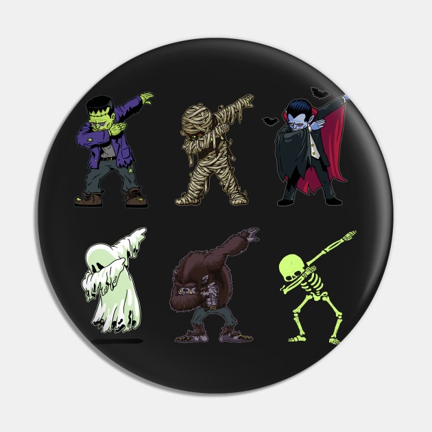 Dabbing Halloween Creatures Skeleton Zombie Dab Pin by vo_maria