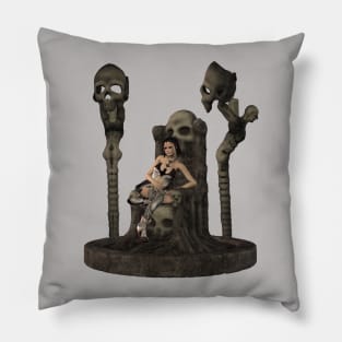 Awesome dark fairy  with skulls and candle Pillow