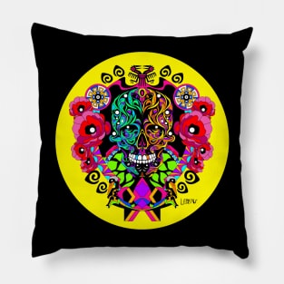 the death in a tree in mexican ecopop floral art Pillow