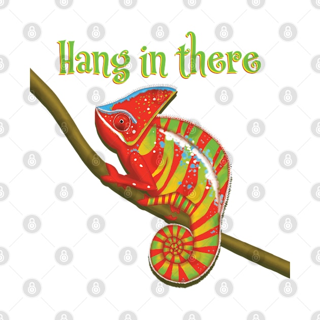 Hang in there - colourful chameleon by Brushes with Nature