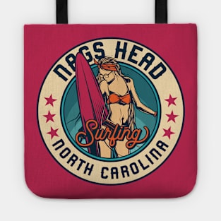 Vintage Surfing Badge for Nags Head, North Carolina Tote