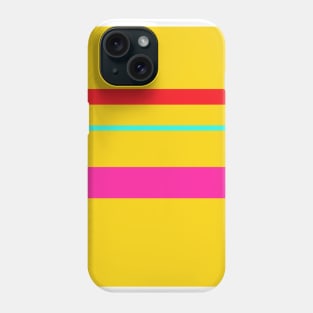 A great harmony of Red (Pigment), Barbie Pink, Metallic Yellow and Bright Light Blue stripes. Phone Case