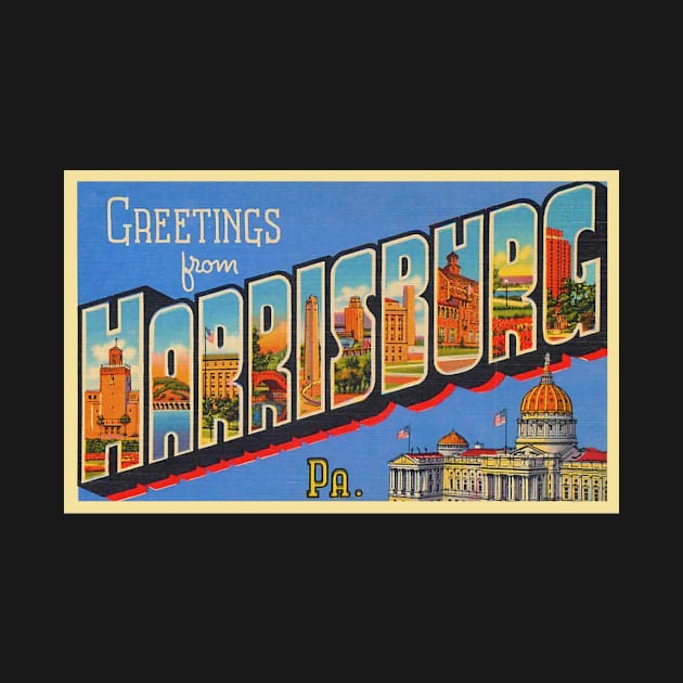 Greetings from Harrisburg Pennsylvania - Vintage Large Letter Postcard by Naves