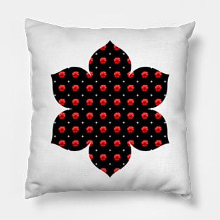 Rows of Stars and Flowers, Red Pillow