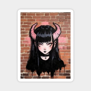 Kawaii Aesthetic  Satanic Anime Goth Girl Graffiti Art Style Magnet