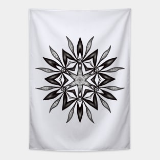 Kaleidoscopic Flower Art In Black And White Tapestry