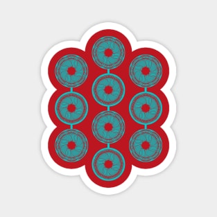 Turquoise and vermilion flower Magnet