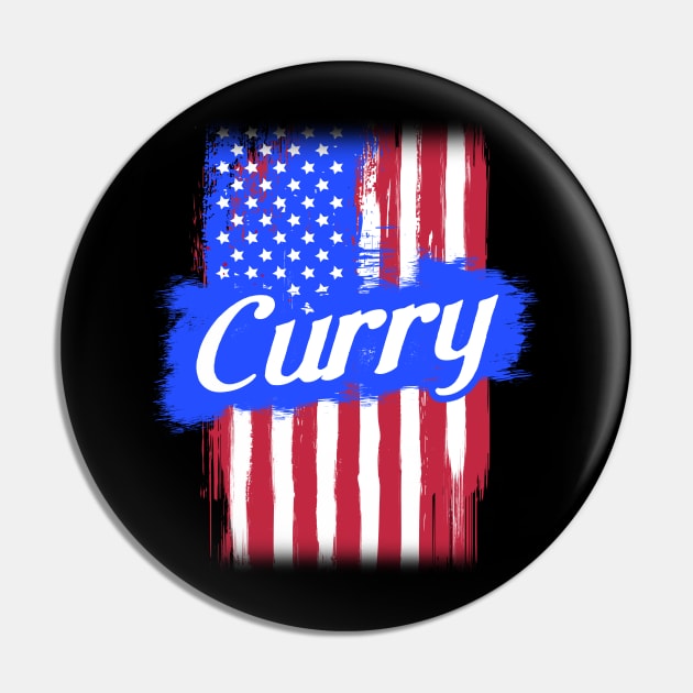 American Flag Curry Family Gift T-shirt For Men Women, Surname Last Name Pin by darius2019