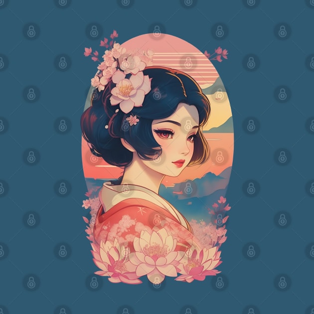 Vintage Japanese Lotus illustration by Selene’s Designs