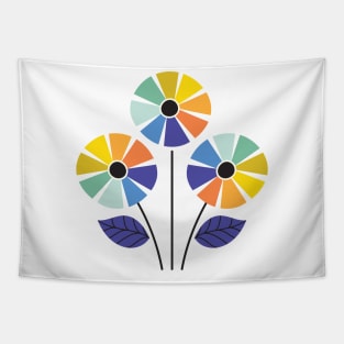 Rainbow flower trio Tapestry