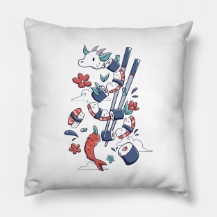 Dragonmaki Funny Sushi by Tobe Fonseca Pillow