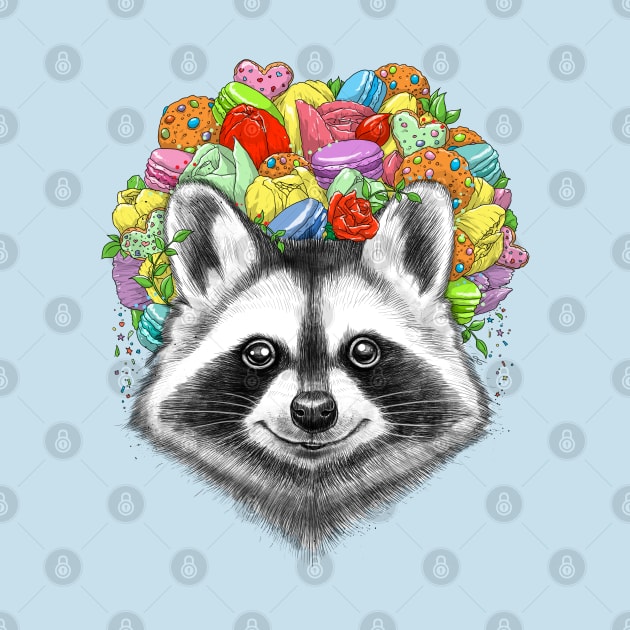 raccoon with a bouquet by NikKor