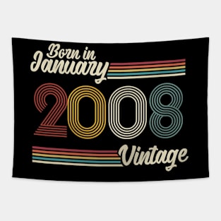 Vintage Born in January 2008 Tapestry