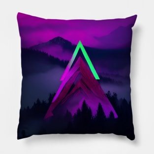 Neon Dreamscape: A Vision of a Colorful World Pillow