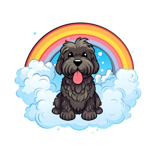 Cute Black Russian Terrier Rainbow Cloud Kawaii Dog Happy Puppy T-Shirt