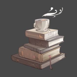 Stack of Books and Teacup T-Shirt