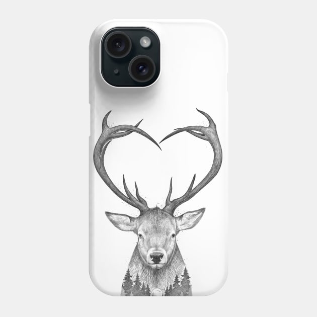 Deer with heart Phone Case by NikKor