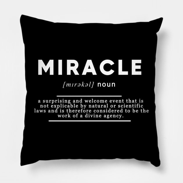 Miracle Definition Meaning Black Edition Pillow by Clots