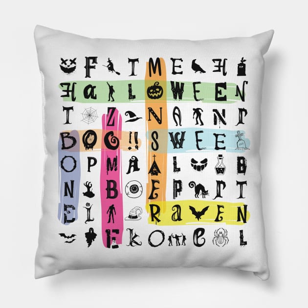 Halloween crossword puzzle Pillow by 397House