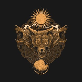 Norse Ragnarok Wolves Viking Mythology Pagan Fenrir Wolf T-Shirt