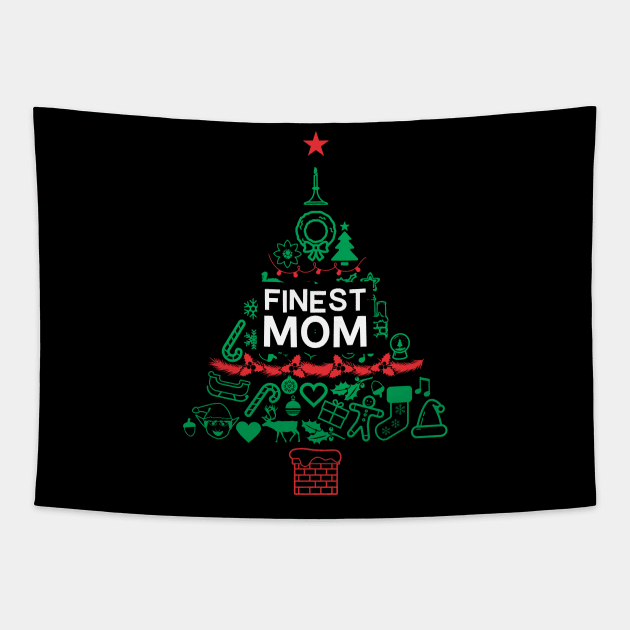 Finest Mom Gift - Xmas Tree - Christmas Tapestry by Vector-Artist