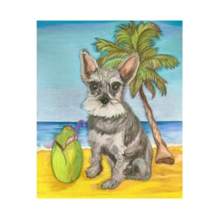 Cute Schnauzer Dog on Vacation T-Shirt