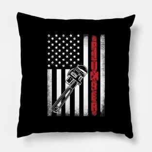 Plumber American Flag Pillow