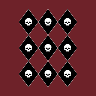 Harlequin Skull Pattern (Red) T-Shirt