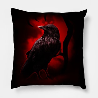 Blood Moon Raven's Night Pillow