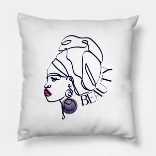 Line Art Beauty Black Woman African Pillow