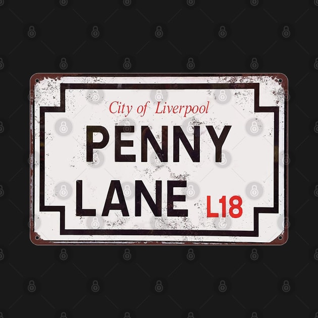 Penny Lane - vintage Liverpool street sign by BodinStreet