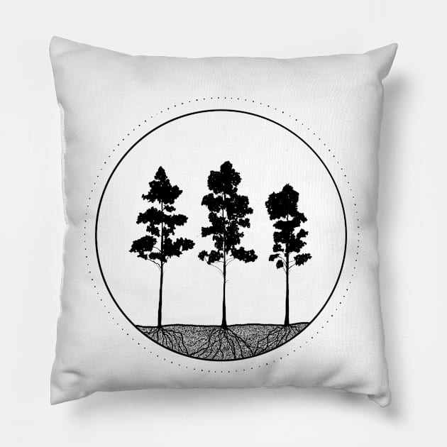 Three Trees Pillow by jy ink