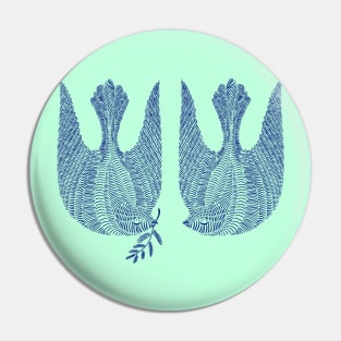 Couple of cute blue peace birds, version 3 Pin