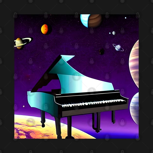 Futuristic Piano Floating Around The Galaxy by Musical Art By Andrew