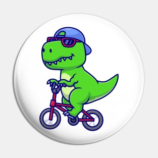 Cute dino riding cartoon Pin