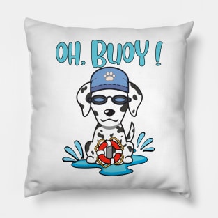 Funny Dalmatian Goes Swimming with a Buoy - Pun Intended Pillow