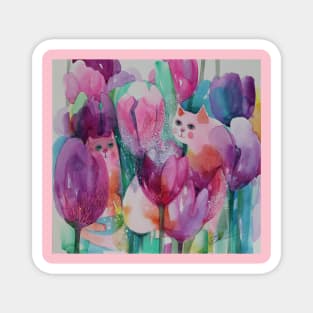 floral cats Magnet