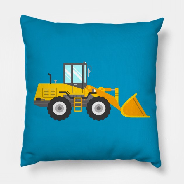 Yellow Bulldozer for Kids Pillow by vladocar