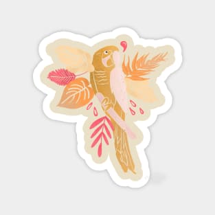 Tropical pink and peachy parrot Magnet