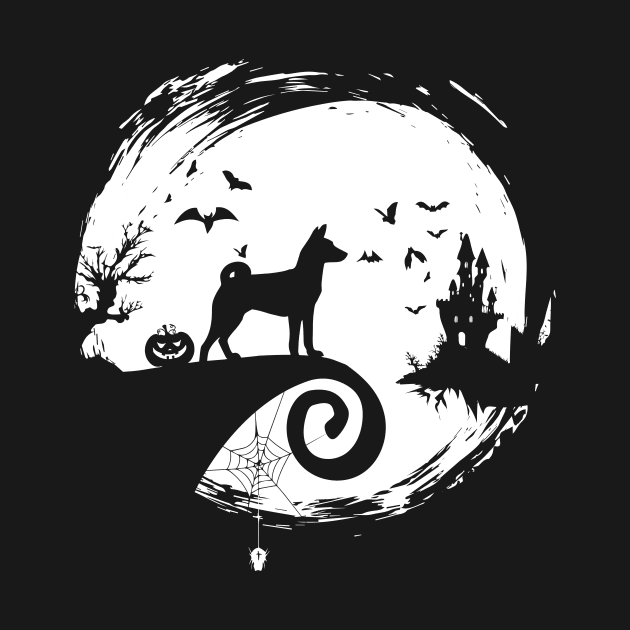 Basenji Halloween Costume Moon Silhouette by magazin