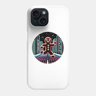 Cyberpunk Christmas: Neon Gingerbread Man in Retro Arcade Style Phone Case