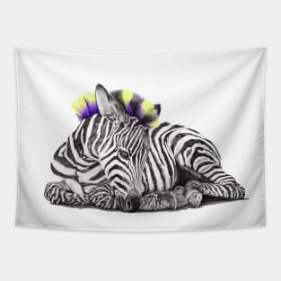 Punk Safari Zebra Tapestry