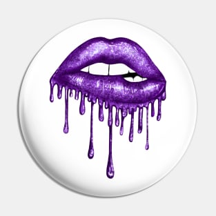 Dripping Deep Purple Lips Pin