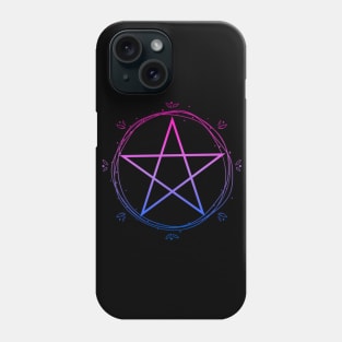 Bisexual Pentagram Wiccan Pagan Bi Pride Flag Boho Floral Phone Case