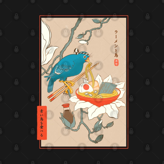 Bird and ramen Ukiyoe by ppmid