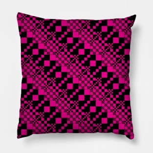 Checked, Checks - Magenta and Black Pillow