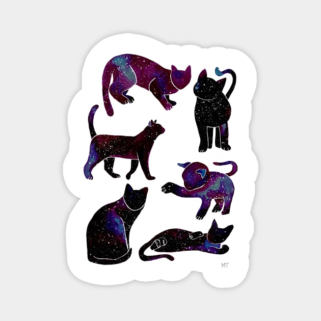 Galaxy Cats Pattern - Black Magnet by monitdesign