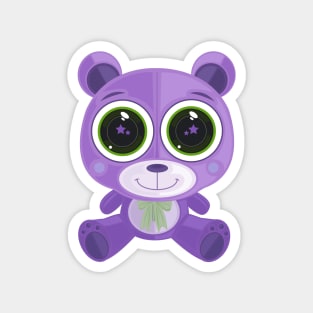 Teddy Bear - Star Eye Purple Magnet