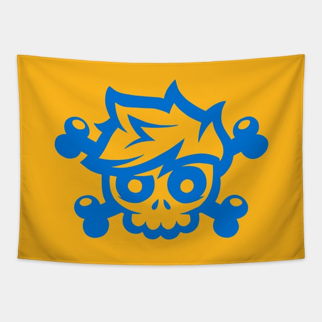 Blue Skull and Crossbones Tapestry by Sketchy