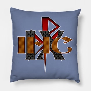 Christogram IHS, IX, Red Chi Rho Lunate Pillow